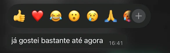 Mensagem de aluno: já gostei bastante até agora